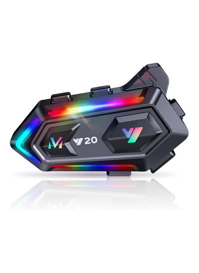 Buy Motorcycle Helmet Bluetooth Headset, Motorcycle Helmet Speaker, Cool RGB Dazzling Lights, with Double Noise Cancellation Strong Bass/IPX6 Waterproof Helmet Headphone, Compatible with All Helmets in UAE