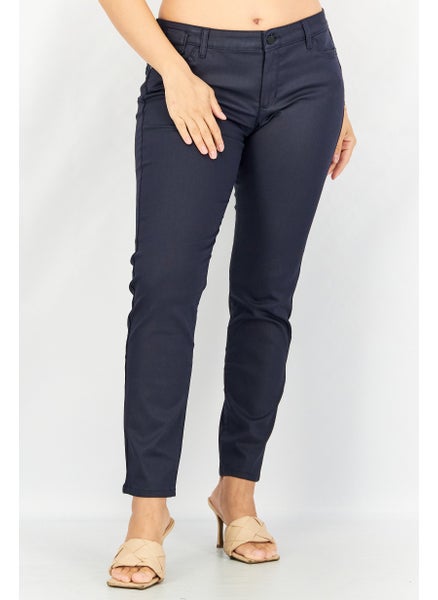 اشتري Women Slim Fit Solid Stretchable Denim Jeans, Navy في السعودية