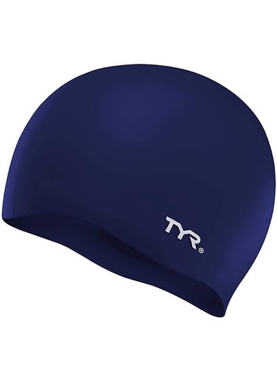 Buy Wrinkle Free Silicone Swim Cap For Men & Women (Navy) in Saudi Arabia