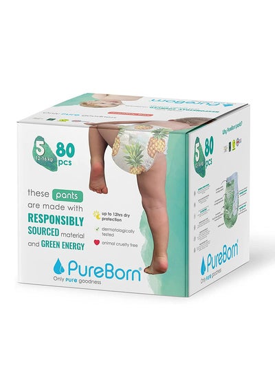 Buy Pure Born Baby Dry Pull Up Diapers. Size -5 80 Pieces in UAE