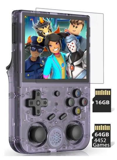 Buy RG353V Retro Handheld Game with Dual OS Android 11 and Linux, RG353V with 64G TF Card Pre-Installed 4452 Games Supports 5G WiFi 4.2 Bluetooth (Transparent Purple) in Saudi Arabia