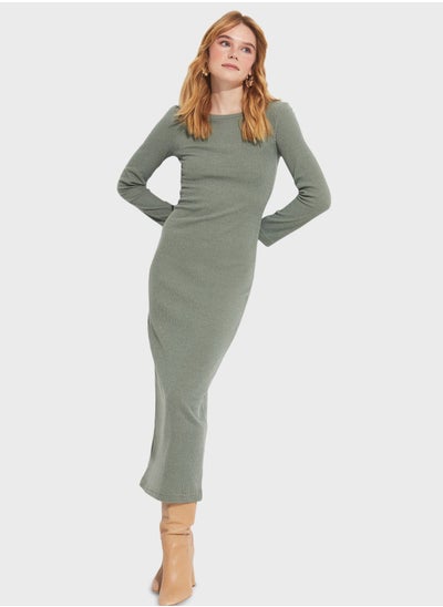 Buy Crew Neck  Ruched Detail Dress in UAE