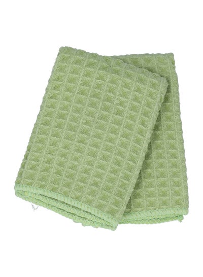 Buy 2 Piece Kitchen Towel Waffle Green 30 x 30cm in Saudi Arabia