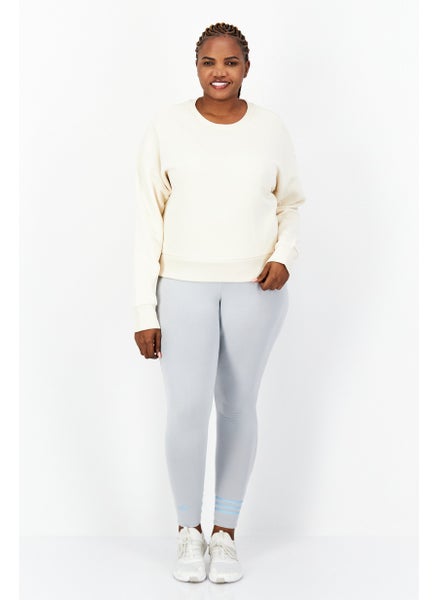 Buy Women Plus Size Long Sleeves Running Sweatshirt, Off White in UAE