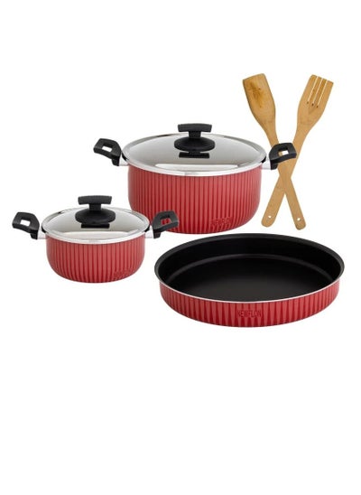 Buy Newflon 7 Piece Round Cookware and Oven Tray Set in Saudi Arabia