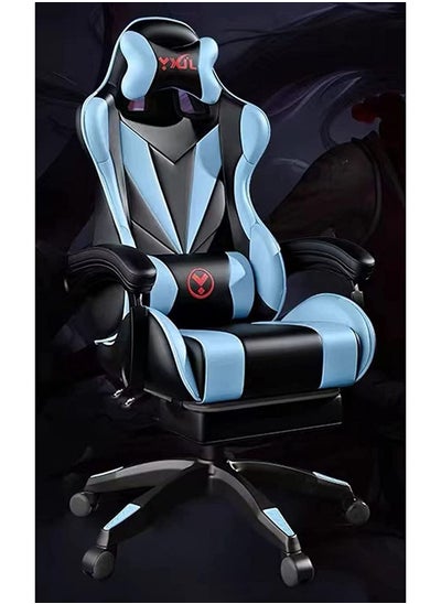 اشتري Gaming Chair Office High Back Computer Chair with Footrest and Lumbar Support Ergonomic Chair with 360°Swivel Task Chair (Blue) في الامارات