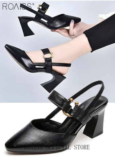 اشتري Fashion Woman Office Lady Shoes Sandals Women's Summer Pointy Chunky Shoes Large Size Sandals في السعودية