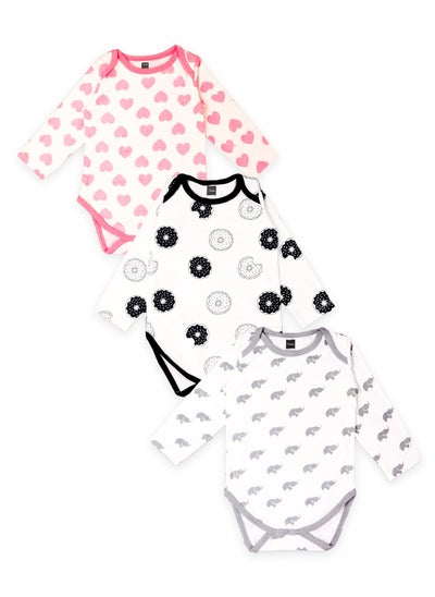 Buy Kidbea  Organic cotton baby Pack of 3 onesies Unisex | Donut, Heart and Elephant in UAE