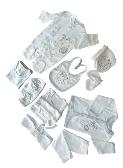 Buy Newborn Baby Gift Set Newborn Baby Gift Set Full Set 10pcs Sleepsuit Hat Cap Mitts (0-3 Months) in Saudi Arabia