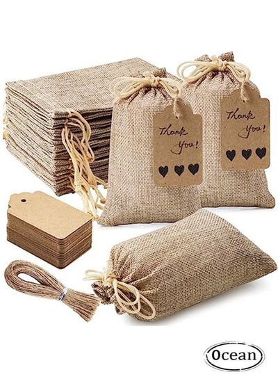 اشتري 25Pcs Premium Burlap Gift Bags With Drawstring And Gift Tags في السعودية