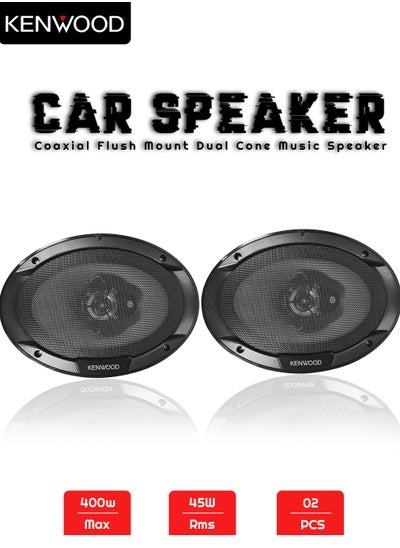 Buy Car Speaker Dual Cone Music Speaker 3 Way 45W/400W Max 6x9" Coaxial Flush Mount 2 Pcs Set KENWOOD KFCS6966 in Saudi Arabia