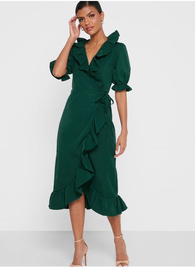 Buy Ruffle Hem Printed Dress in Saudi Arabia