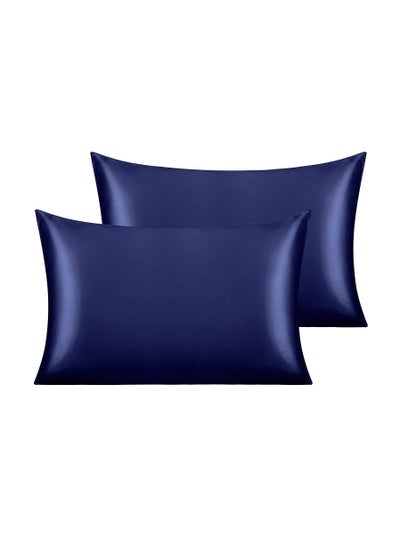 اشتري Satin Pillowcases 2 Pack For Hair And Skin Luxurious And Silky Pillow Cases With Envelope Closure Queen Size 50 X 75 Cm Navy في الامارات