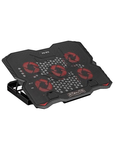 Buy FN813 Laptop Cooling Pad Stand - 5x RED Led Fans – 2 USB Ports - Phone Holder - Support UP 9 - 15.6 Inch in Egypt