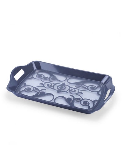 اشتري Lace Patterned Tray 51.5x32.5x6 cm  Grey في الامارات