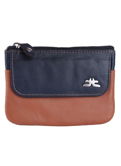 اشتري Laveri Leather Coin Purse With Key Chain Blue Tan في الامارات