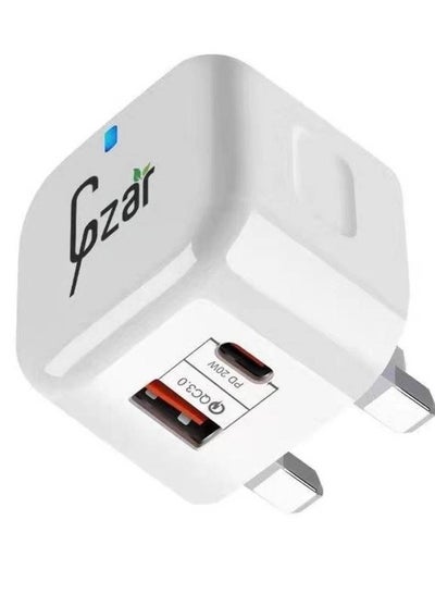 Buy Gzar Wall Charger 20W USB Type C Fast Charger for iphone13 PD Dual Port Power Delivery 3.0 Adapter Plug white in UAE