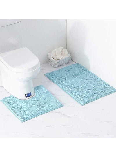 Buy 2-Piece Non-Slip Fluffy Soft Plush Microfiber Washable Quick Dry Ultra Shaggy Bath Mats For Tub Bathroom Rugs Bath Mat in UAE