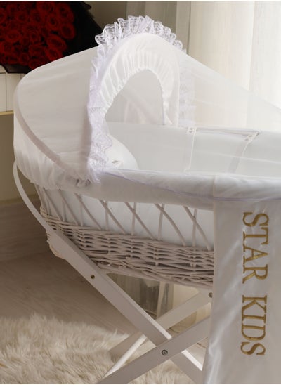 Buy Baby cradle, Moses basket, white, withrockingstand in Saudi Arabia