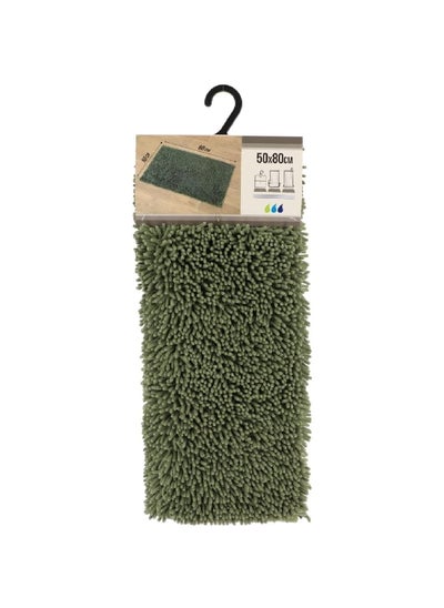 Buy Anti-Slip Chenille Microfiber Bathroom Mat Khaki Green 50 x 80 cm 7742143 in Saudi Arabia