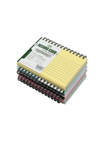 اشتري FIS Ruled Record Card 180 Gsm 5X3 Inch Double Loop Spiral Pack of 5 Colors and 50 Sheet -FSIC53-180SP5C في الامارات