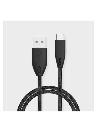Buy USB-A to Type-C Cable Braided 1.2M Designed to Withstand up to 15000+ bends Compatible with Samsung S21 S20 Note 20 10 9 Huawei P30 P20 Lite and more, Black in UAE