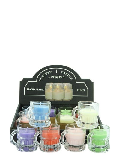 Buy Scented Jar Candle (Set of 12 PCS) with Fragrance Gift Box - Multi Colour in UAE