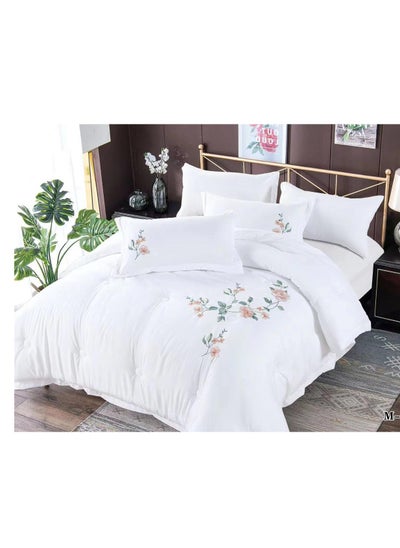 Buy Luxury Rose Embroidery Cotton Duvet Cover Set Korean Style Bedding Princess Solid Color Bedspread Bed Sheet Pillow Cases in UAE