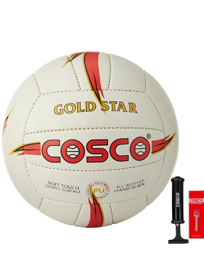 اشتري Premium Quality Leather Hand Sewn Volleyball  With Handpump And Inflating Needle في الامارات