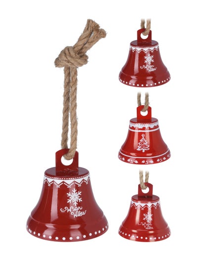 Buy Koopman Bell With Jute Rope 12X13Cm Red in UAE