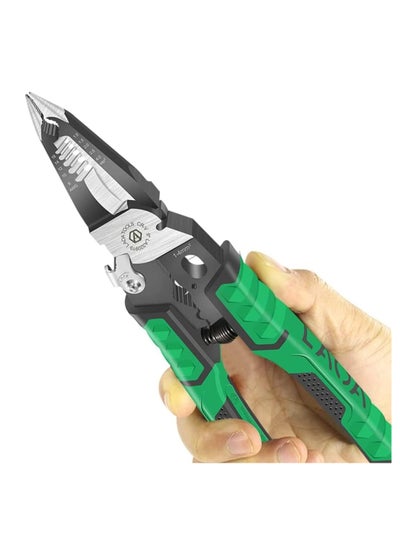 Buy Electrician Pliers, Needle Nose Pliers, 9 in 1 Multifunctional for Clamping, Screwing, Wire Stripping, Cable Cutting, Wire Cutting, Wire Opening, Wire Splitting Hand Tools in UAE