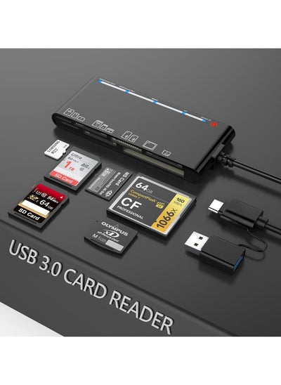 اشتري Rocketek Card Reader USB 3.0/Type-C , 7 in 1 Memory Card Reader, USB 3.0 (5Gbps) High Speed CF/SD/TF/XD/MS/Micro SD Card Solt All in one Card Reader for Windows XP/Vista/Mac OS/Linux,etc في الامارات