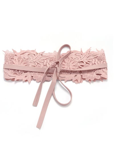 Buy Lace Wide Wwaist Strap Ladies Decorative Belt 92cm Pink in UAE