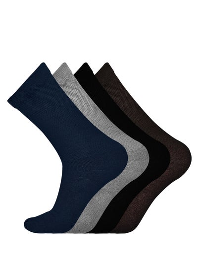 Buy Mens Womens Diabetic Compression Socks Circulatory Non-Binding Highly Stretchable Pack Of 4 Crew Socks For Ladies & Mens in UAE