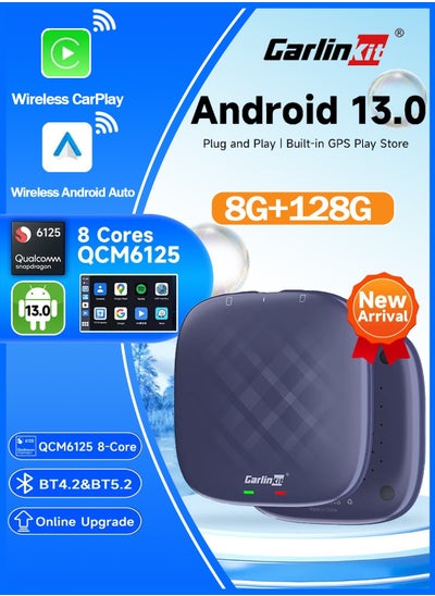 Buy Carlinkit Android 13.0 CarPlay Ai Box 8+128GB Ultra Series With Powerful Qualcomm QCM6125 Comes with Android Auto Google Play Store in Saudi Arabia