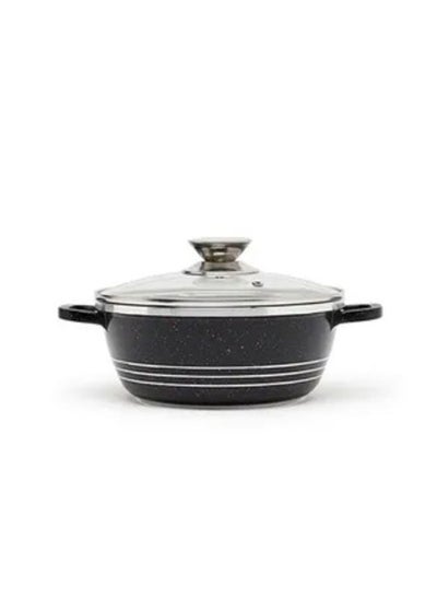 Buy Non-Stick Casserole Pot 28 cm Black/Clear in UAE