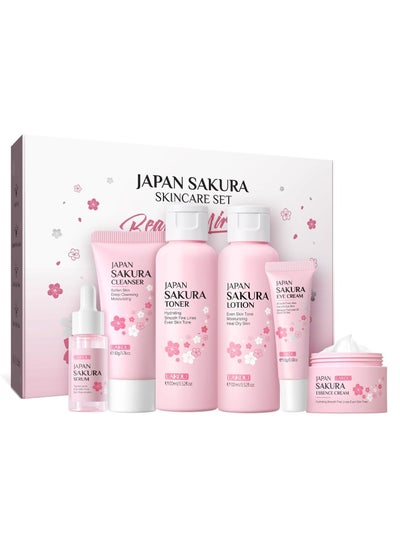 Buy Skincare Set, JAPAN Sakura Skin Care Sets & Kits - Cleanser, Toner, Lotion, Serum, Eye Cream, Face Cream, Travel Gift Sets for Women Teenage Girls Mom Daughter, TSA-friendly Sizes 6pcs in UAE