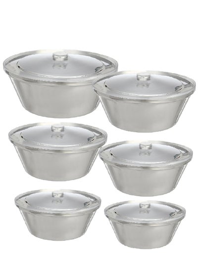 اشتري Aluminum Pots Set Consisting of 6 Pots Size 19/20/21/22/23/24 cm في السعودية