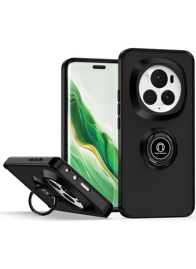 Buy Compatible with Honor Magic 6 Pro Case with Ring Holder, PC +TPU Shockproof Bumper Case Matte Translucent Protective Cover for Honor Magic6 Pro (Black) in Saudi Arabia