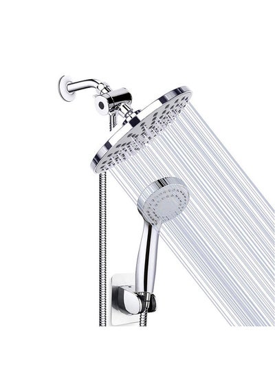 Buy Rainfall Shower Head Combo 8 Inch Rain Showerhead and 3-Setting Handheld Showerhead Hose Bracket 3-Way Splitter Polished Chrome High Pressure Shower Head Combo in Saudi Arabia