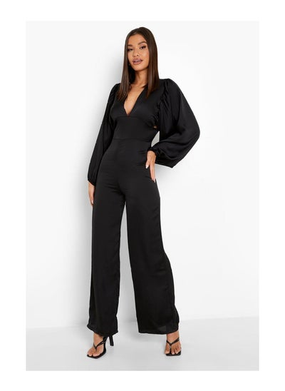 اشتري Satin Plunge Batwing Wide Leg Jumpsuit في الامارات