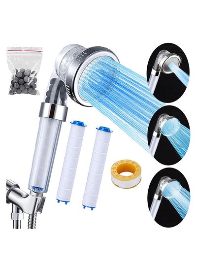 Buy High Pressure Handheld Shower Head 3 Modes Water Saving Filtered Ionic Shower Head With PP Cotton Filter Extra Stones Easy Install Ideal For Spa Hair Therapy in Saudi Arabia