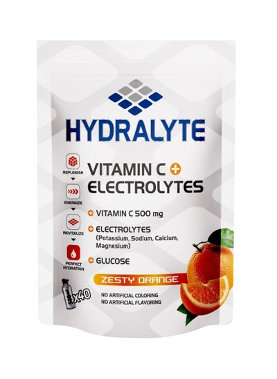 Buy Hydralyte Vitamin C + Electrolyte Hydration Sports Drink Powder Mix | Single 10g Scoop makes 250ml | Natural Electrolyte Replacement Supplement for Rapid Hydration | Orange 800g in UAE