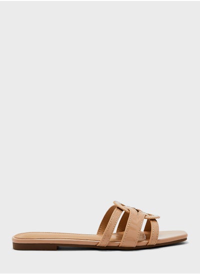 Buy Woven Circle Detail Flat Sandal in UAE