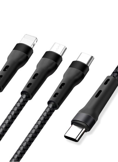 Buy 3 in 1 Data Cable Fashion Style Fast Charging for Android / iPhone Data Cable Triple USB Cable Extension Lightning /Micro /Type C Cable 1M in UAE