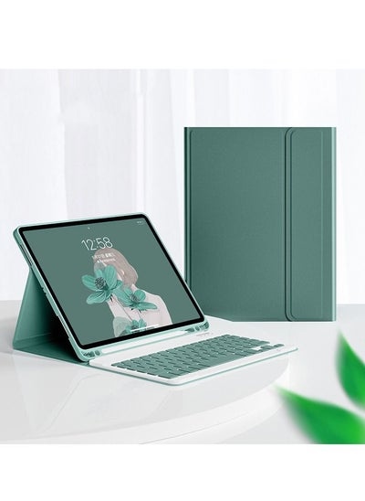 Buy Lightweight Smart Cover with Magnetically Detachable Wireless Keyboard for iPad Air (5th Gen/4th Gen) 10.9 inch Green in Saudi Arabia