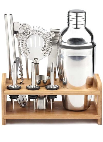 Buy 13-Piece Tool Set with Stylish Bamboo Stand Perfect Home Bartending Kit and Martini Cocktail Shaker Set For an Awesome Drink Mixing 700ml Cocktail Shaker in UAE