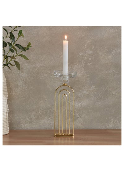 Buy Blenko Metal Ribbed Candleholder with Glass Top 7.8 x 26.1 x 6 cm in Saudi Arabia