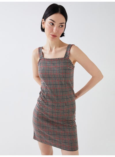 اشتري Square Neck Patterned Strap Women's Loose Dress في مصر