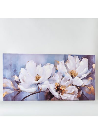 Buy Walmer Flowers Print with 40% Hand Painting 120 x 60 x 3 cm in Saudi Arabia